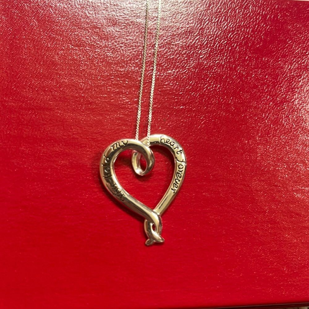 LA  Rocks 925 Stamped Silver Heart Necklace NWT "You hold my heart forever"